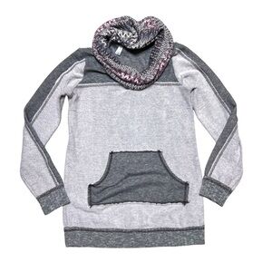 Vanity Cowl Neck Sweatshirt Gray Pink Reverse Knit Small